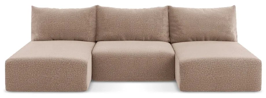 Colțar maro deschis extensibil/cu spațiu de depozitare Kalena – Makamii