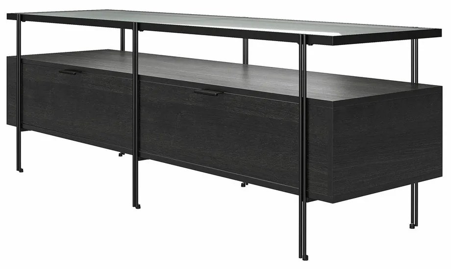 Comodă TV neagră cu aspect de stejar 140x50 cm Wainwright - Queer Eye