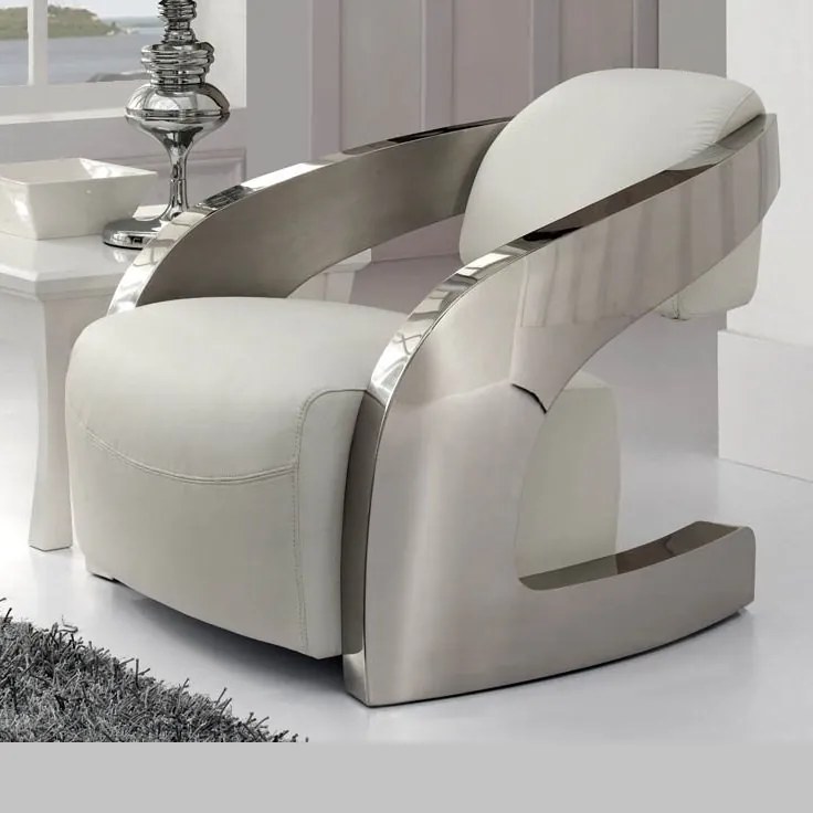 Fotoliu confortabil din piele italiana alba Armchair 532115