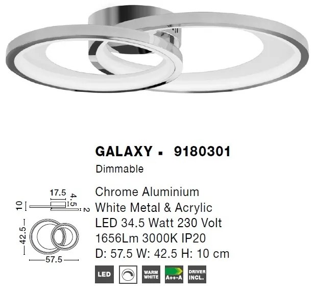 Lustra LED aplicata design modern circular GALAXY 34,5W NVL-9180301