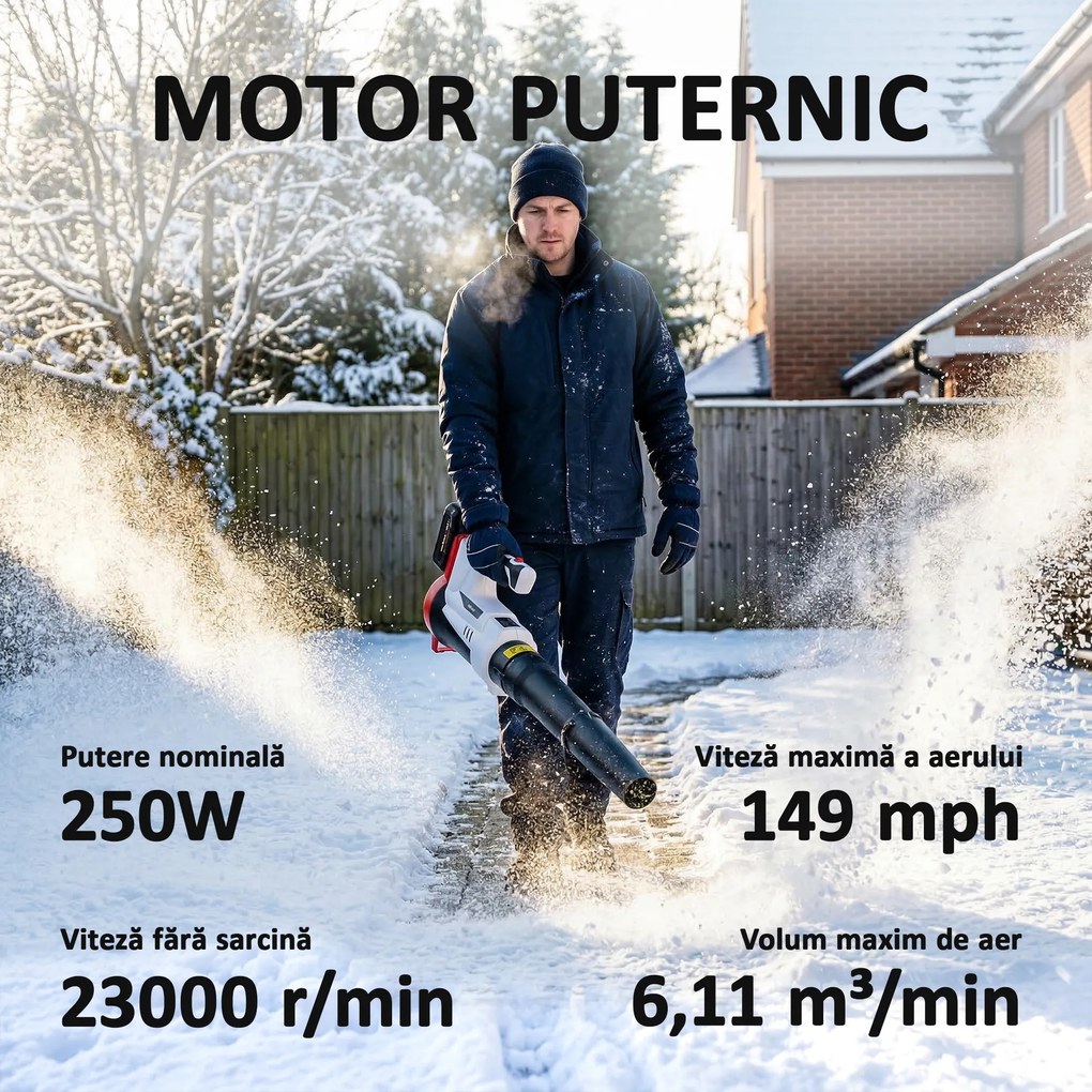 Outsunny Suflător cu Baterie 18V, Suflător de Frunze cu Baterie 4Ah, Motor Fără Perii 250W, 6 Niveluri de Viteză 149 km/h, Turbo Boost, Încărcător, Ușor, pentru Grădină, Frunze, Zăpadă, Praf | Aosom Romania