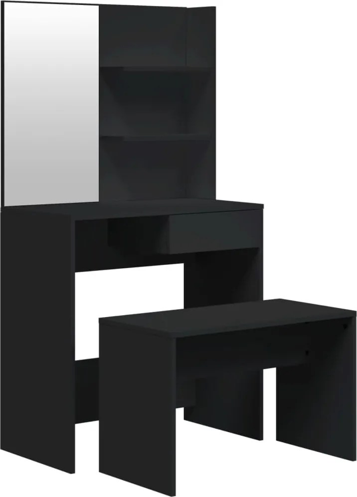 vidaXL Set măsuță de toaletă, negru, 74,5x40x141 cm