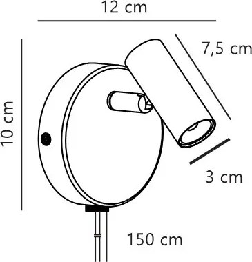 Aplica de perete cu spot LED directionabil Omari Round negru
