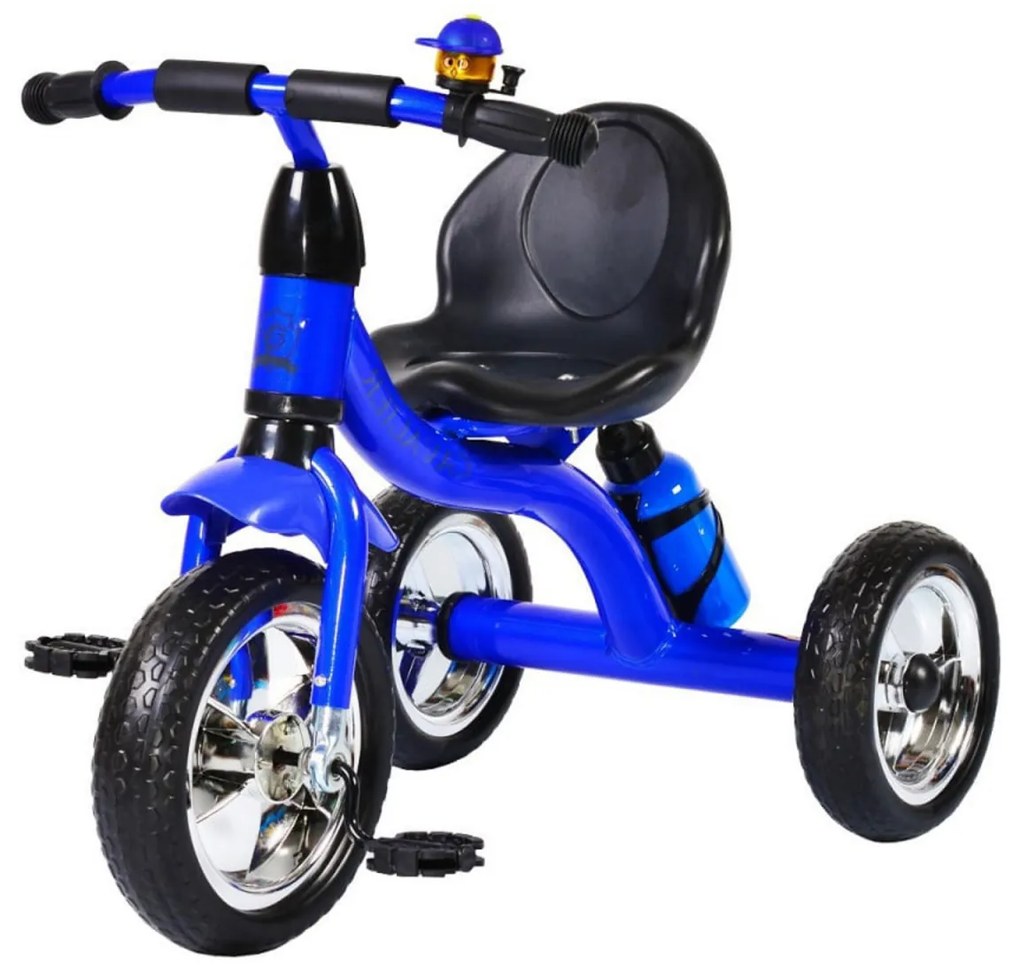 Tricicleta cu pedale NOVOKIDS™ Chavalier ,Cu sonerie si sticla de apa, max 20 kg, Roti din spuma cauciucata EVA, Cadru metalic, Dimensiuni 75X54X46