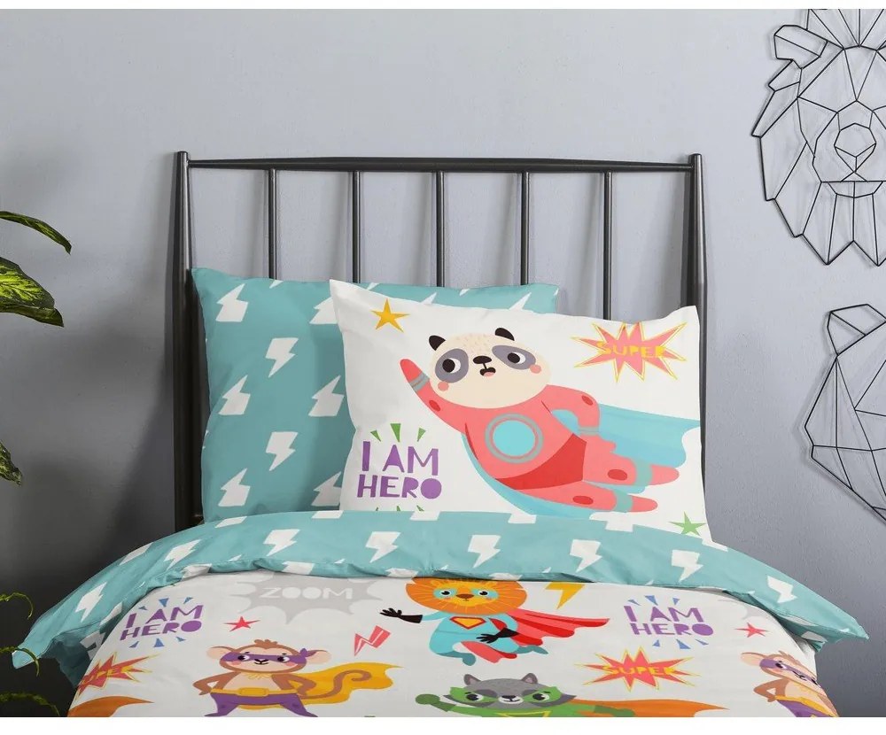 Lenjerie de pat pentru copii din bumbac pentru pătuț 120x150 cm Superhero – Good Morning