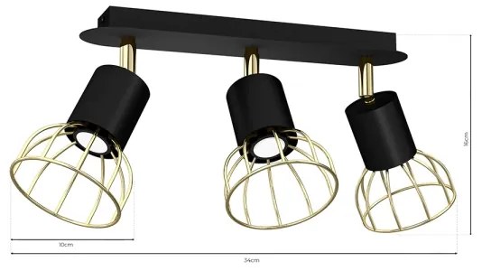 Spot DANTE 3xGU10/25W/230V negru/aurie