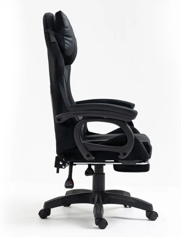 JAKS Scaun de gaming piele ecologică neagră Student