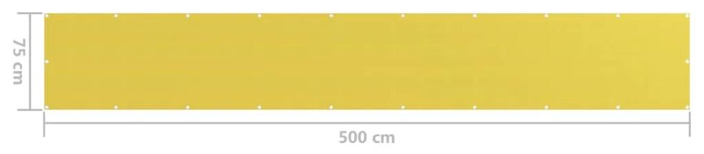 Paravan de balcon, galben, 75 x 500 cm, HDPE Galben, 75 x 500 cm