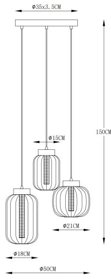 Lustră LED pe cablu Globo 15746-3H FLUORO LED/23W/230V
