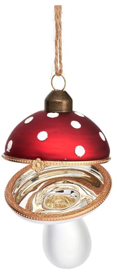 Ornament de Crăciun lucrat manual din sticlă 9 cm Mushroom – Sass &amp; Belle