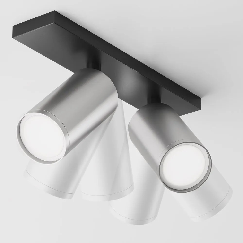 Aplica de perete / tavan cu 2 spoturi directionabile design tehnic Focus S negru, argintiu