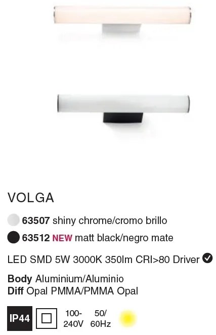 Aplica LED pentru oglinda baie moderna IP44 VOLGA 5W 63512