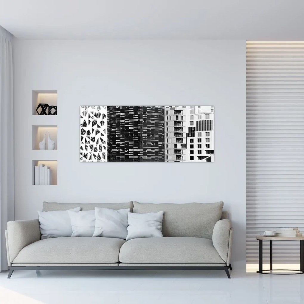 Tablou cu arhitectura alb neagră (120x50 cm)