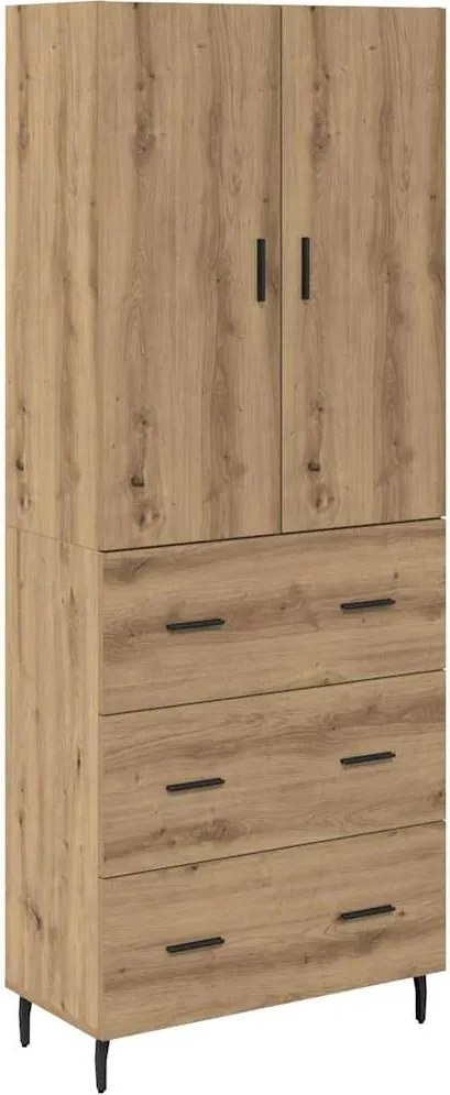 vidaXL Bufet 2 pcs Stejar Artizanal Lemn Stratificat și Sticlă