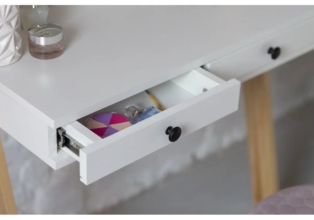 Suport cu blat tip birou și sertar Ragaba Leno, alb