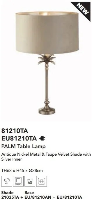 Veioza, Lampa de masa eleganta Palm taupe