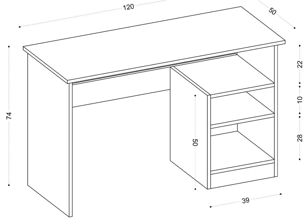 Birou Bahar Alb 120x74x50 cm