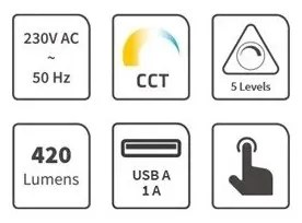 Lampă LED dimabilă de masă cu USB LED/7W/230V 3000K/4000K/5500K alb