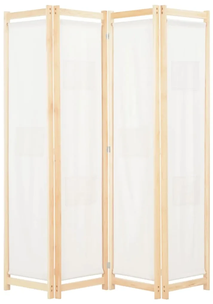 248173 vidaXL Paravan de cameră cu 4 panouri, crem, 160x170x4 cm, textil