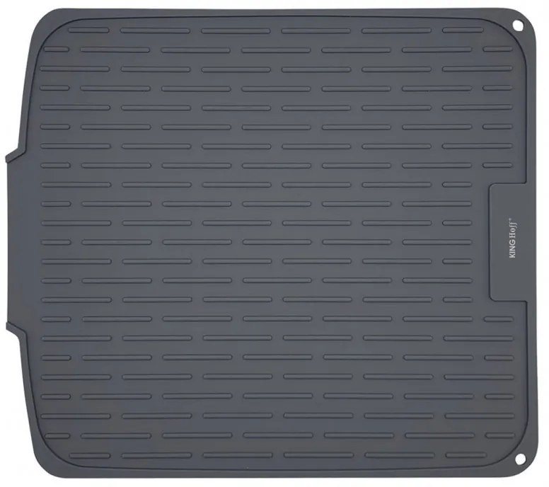 Uscator de vase din silicon KH 1905, 46x40 cm, Suprafata antiderapanta, Marginea de scurgere, Rulare, Gri