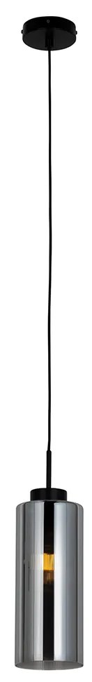 Lampă suspendată inteligentă neagră cu sticlă fumurie, incl. Wifi ST64 - Laura