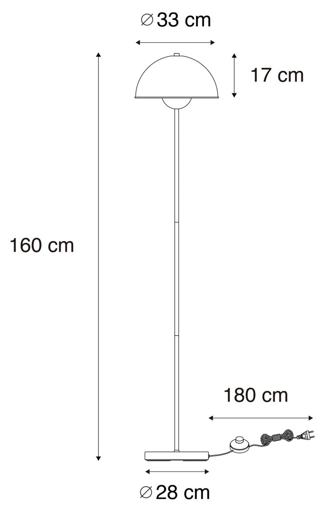 Lampă de podea inteligentă neagră cu auriu inclusiv Wifi A60 - Magnax