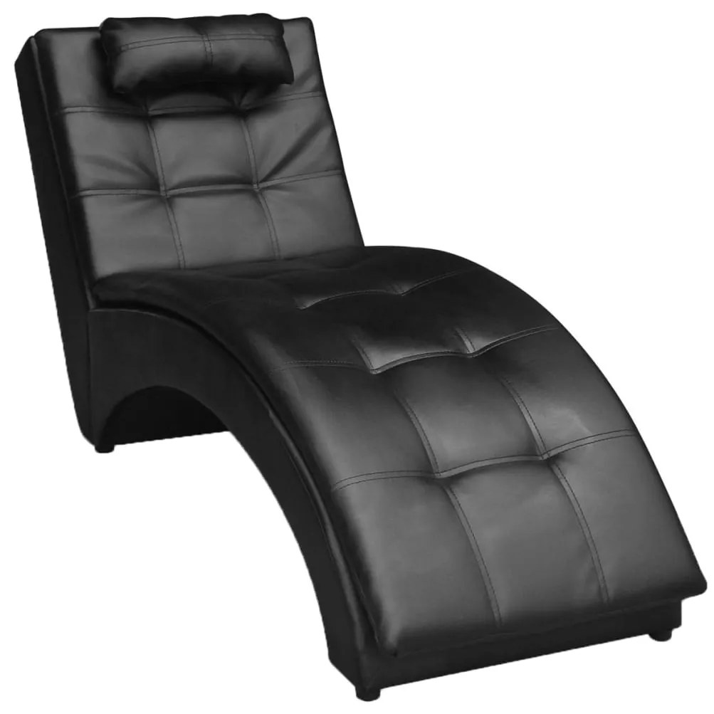 vidaXL Șezlong cu pernă, negru, piele ecologică