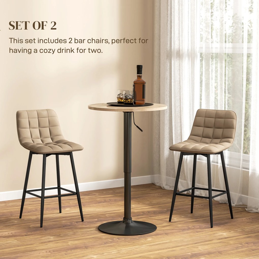 HOMCOM Scaune de bar nordic 84 cm maro din catifea si metal | Aosom Romania