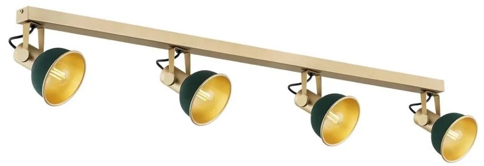 Lustra cu 4 spoturi directionabile design modern Lenora auriu, verde