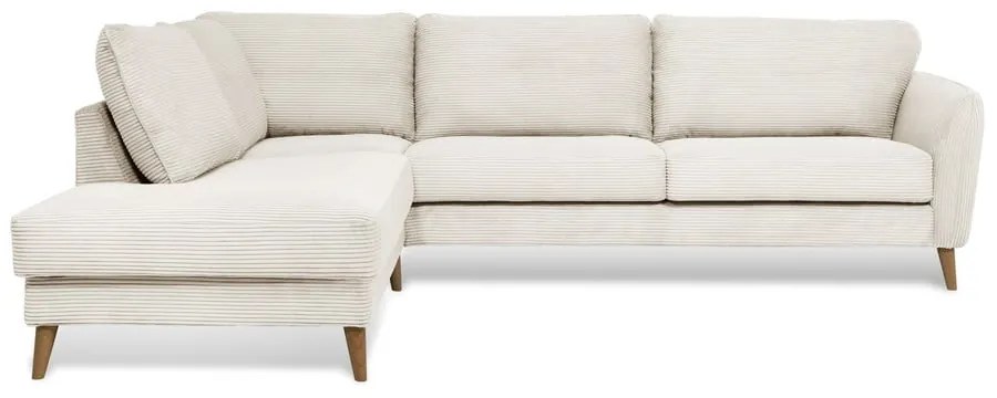 Colțar alb cu tapițerie din catifea reiată (cu colț pe partea stângă ) Paris – Scandic