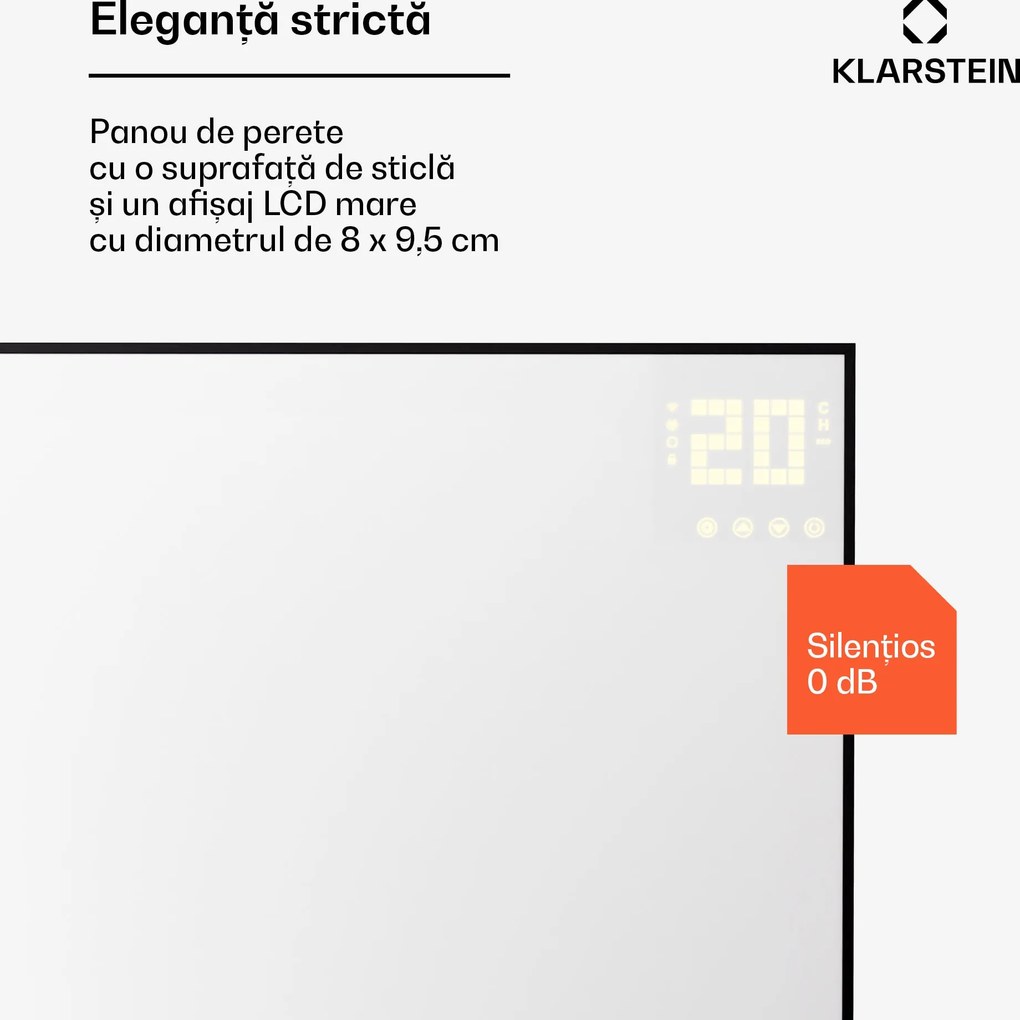 Klarstein Wonderwall Smart Bornholm, încălzitor cu infraroșu, 100 x 60 cm, 600 W, aplicație