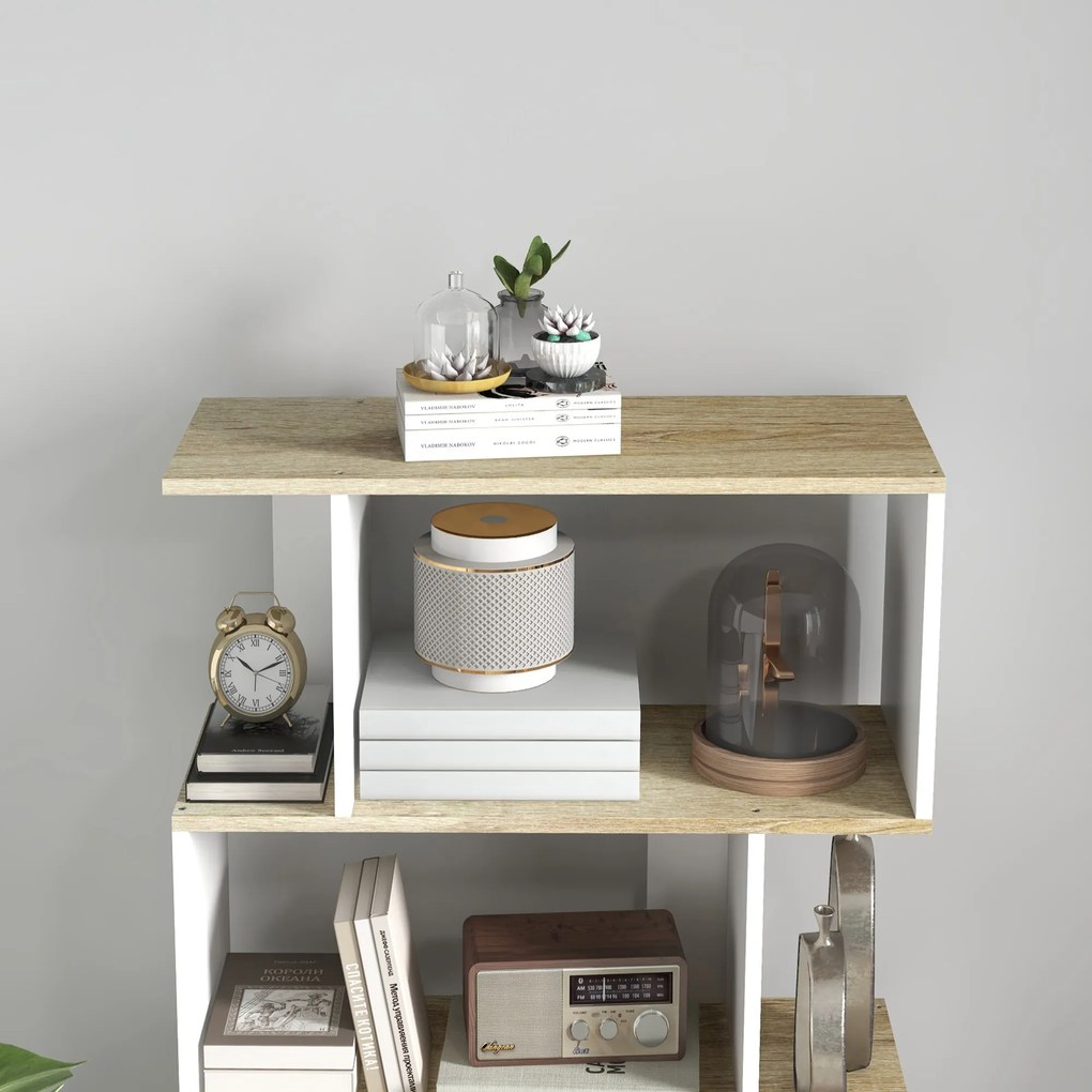 HOMCOM Bibliotecă stil scandinav mobilier de depozitare 5 rafturi anti-răsturnare Încărcare 25 kg aspect lemn & Alb | Aosom Romania