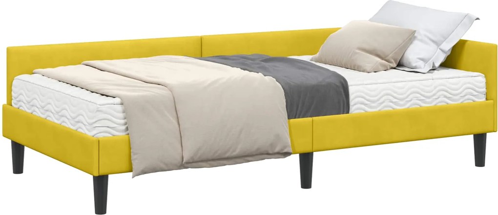 vidaXL Cadru de pat colțar cu saltea Altele 2 pcs Galben Catifea