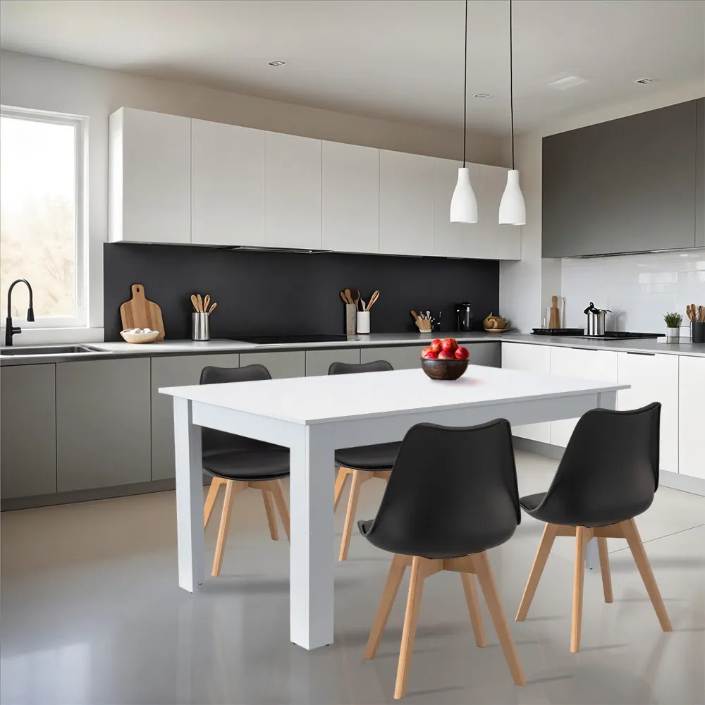 Set de masă Lola 4+1 alb-negru