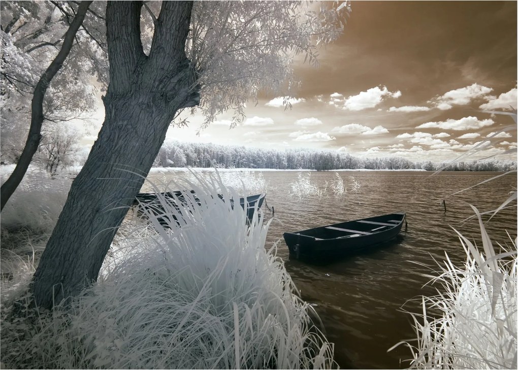 Tablou cu barca pe lac (70x50 cm)