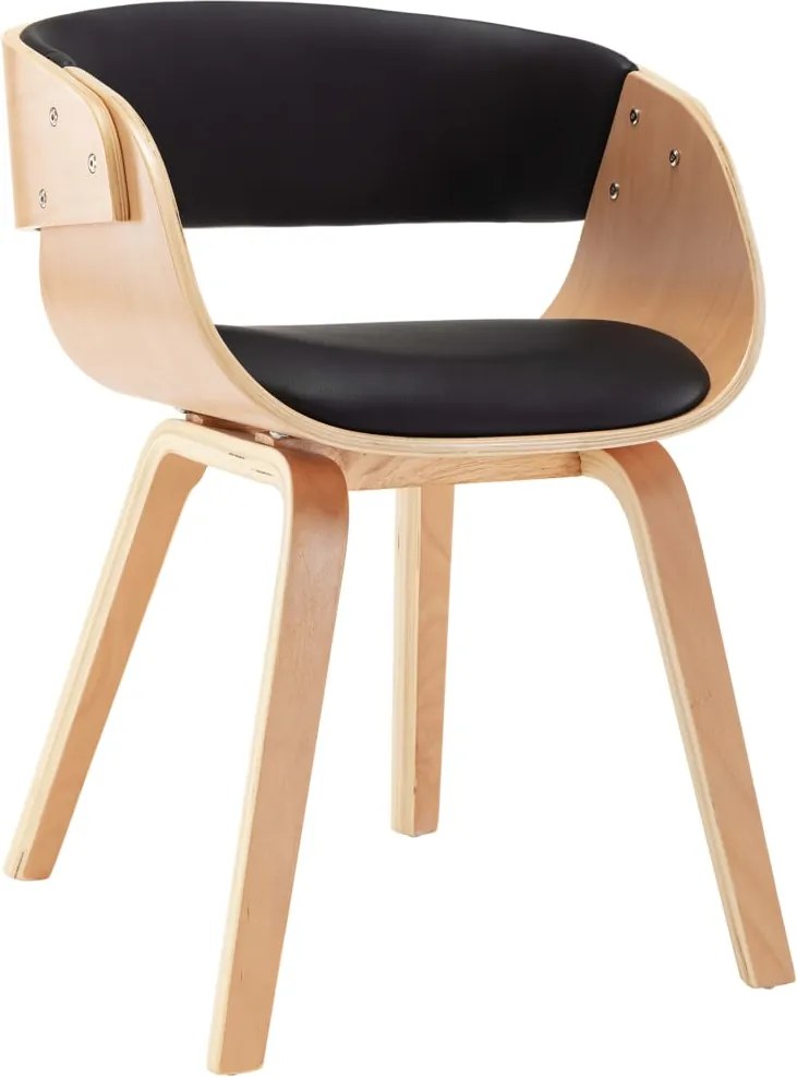 vidaXL Scaun de bucătărie, negru, lemn curbat și piele ecologică