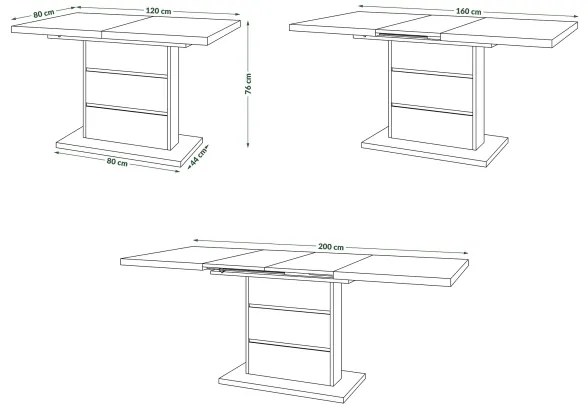 Masă extensibilă PAOLO stejar craft/negru