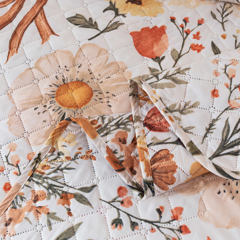 Cuvertura de pat FLORAL RIBBON, crem Dimensiune: 170 x 210 cm