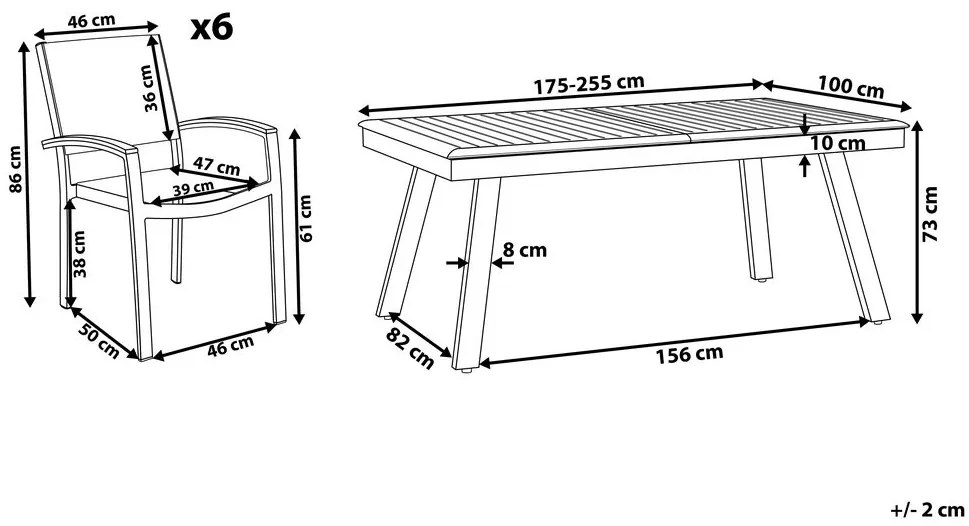 Set de masă pentru grădină Pero (gri). 1011740