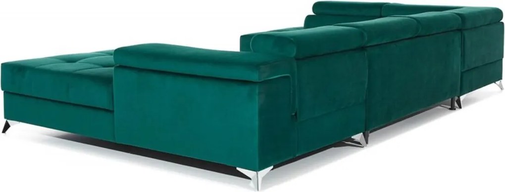 Coltar extensibil stanga 5 locuri ELTAP, Edr-99, Eduardo, 337x205x88 cm, lemn/poliester, verde inchis