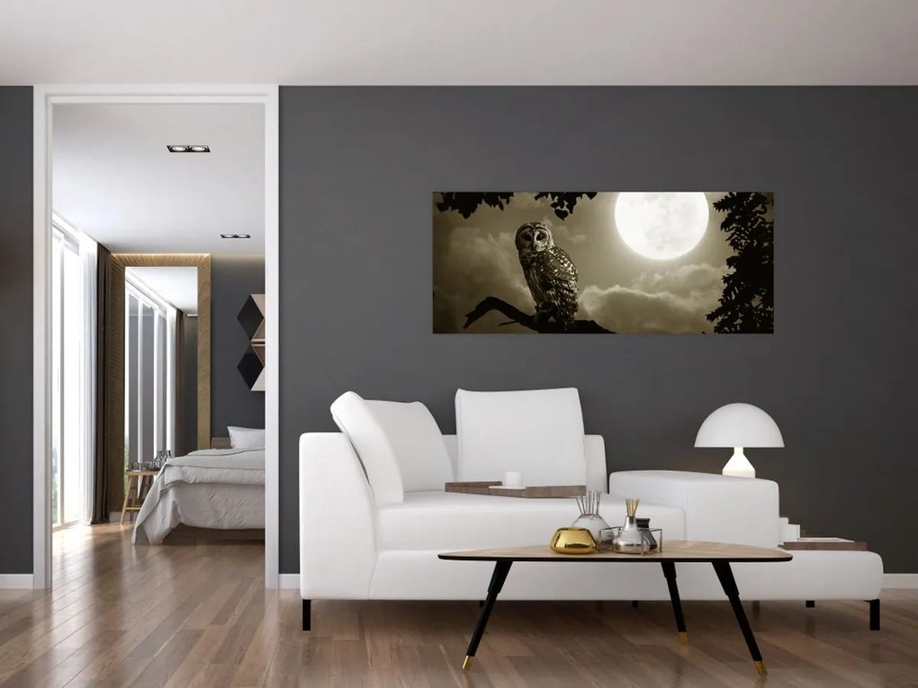 Tablou - Bufniță de noapte, auriu (120x50 cm)