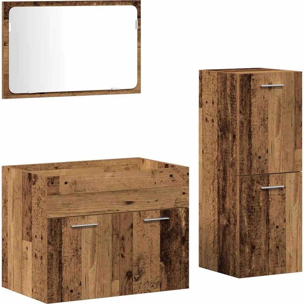 vidaXL Set de mobilier pentru baie 3 pcs Lemn Vechi Lemn compozit