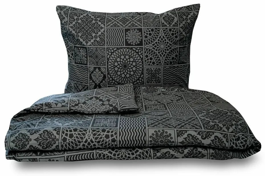 Lenjerie de pat din bumbac Kvalitex Tokyo negru, 140 x 200 cm, 70 x 90 cm