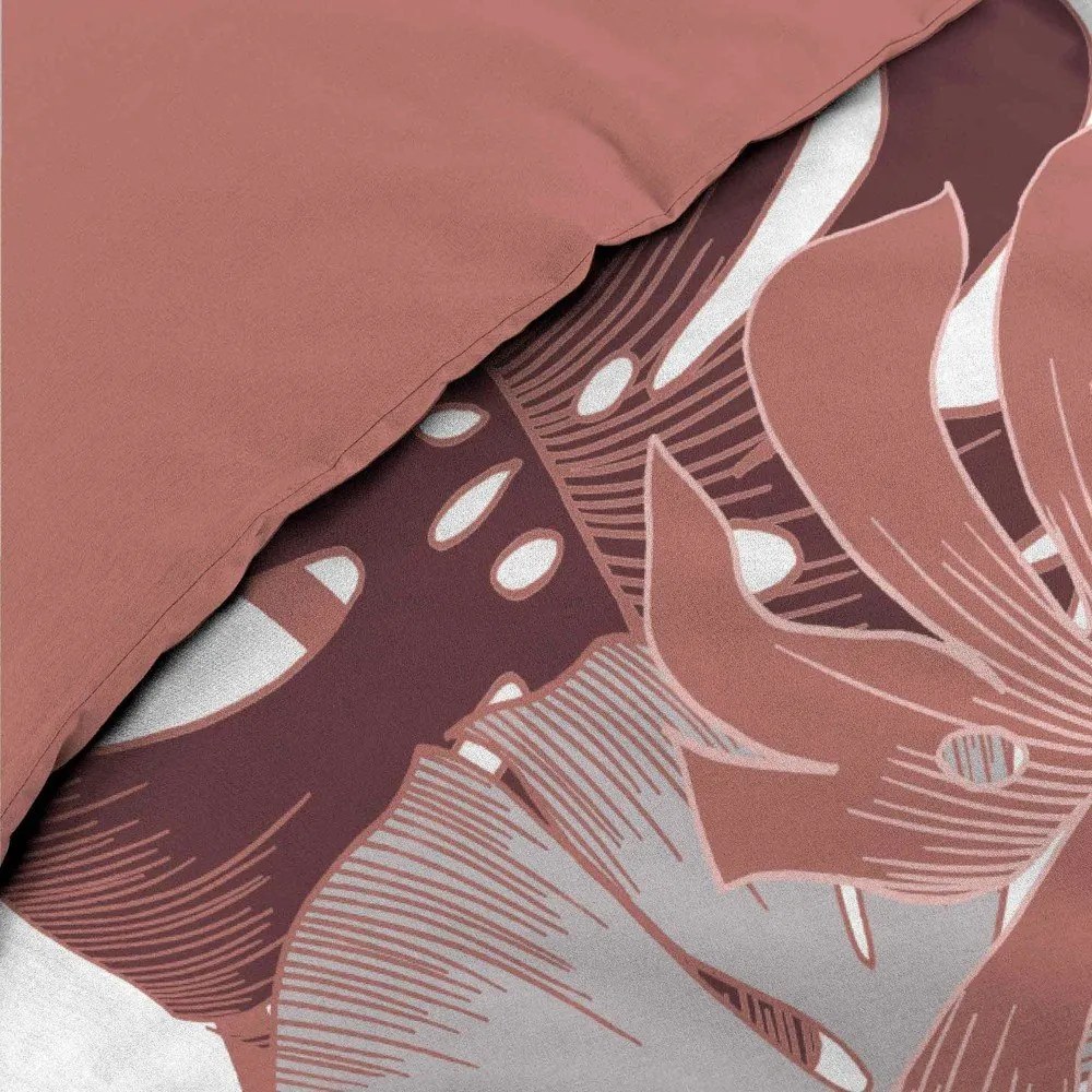 Lenjerie de pat albă-roz din bumbac pentru pat dublu, extinsă 240x220 cm Astria – douceur d'intérieur