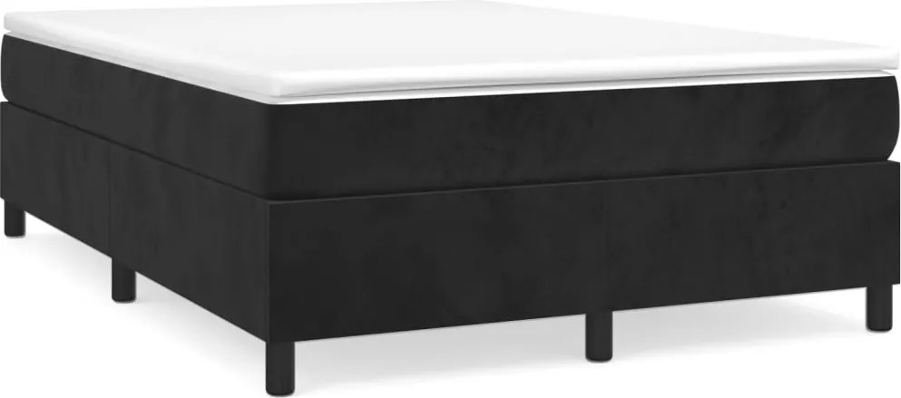 vidaXL Pat box spring cu saltea, negru, 140x190 cm, catifea