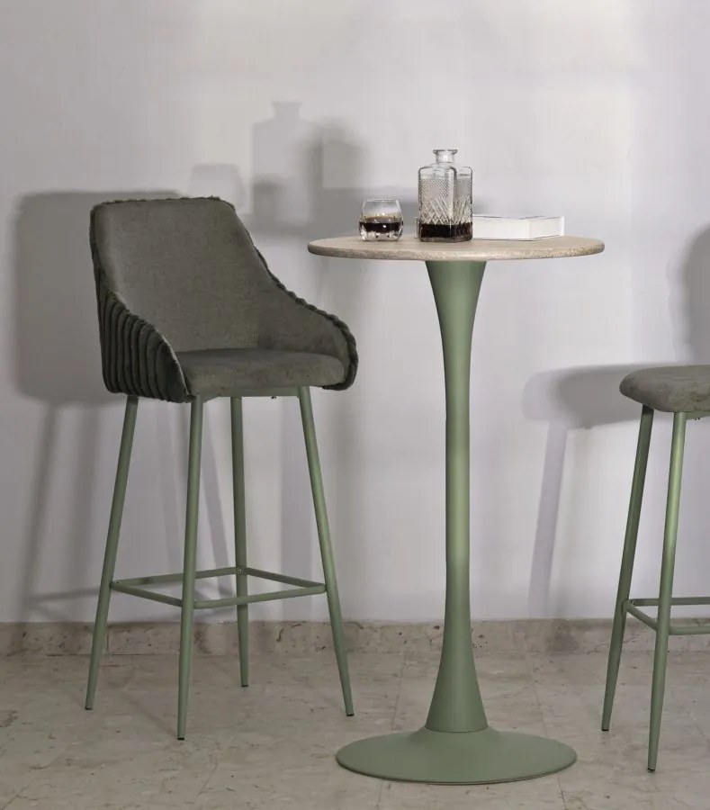 Mauro Ferretti Scaun De Bar Alaska -A- Verde Set 2 Bucăți Cm 52X46X111 (Înălțime Șezut Cm 78) | Aosom Romania