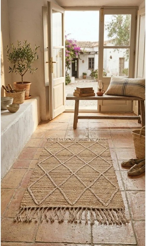 Covor în culoare naturală țesut manual din iută 60x90 cm Shaila – Yes Everyday