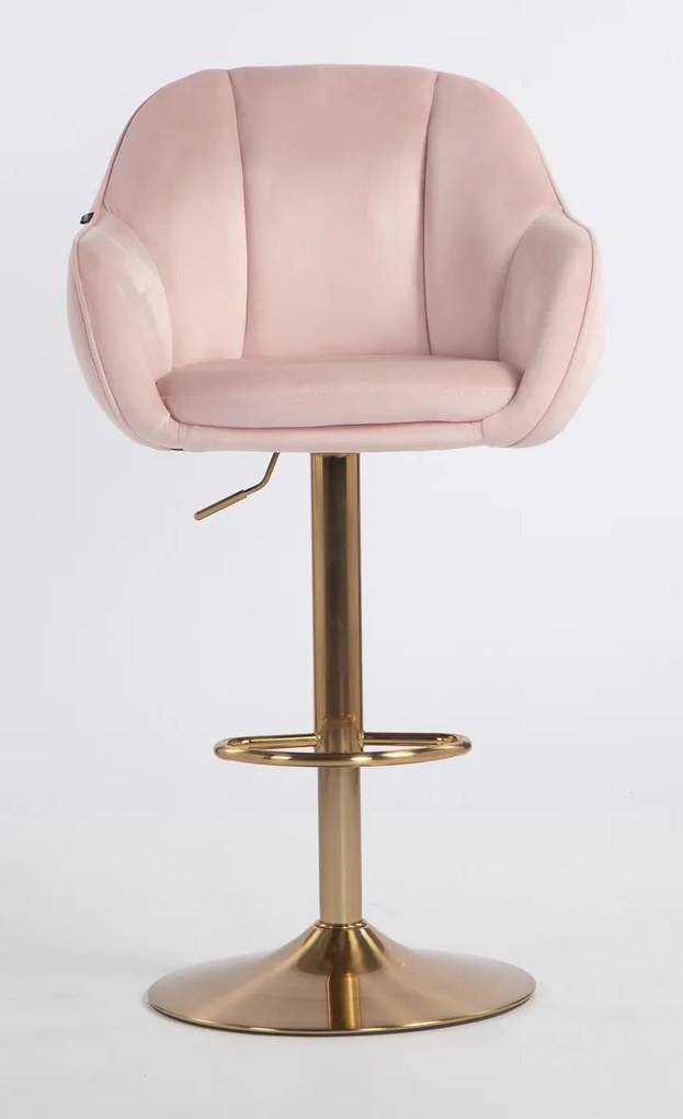 HR2055W Scaun Roz Pudra din Catifea cu Bază Aurie