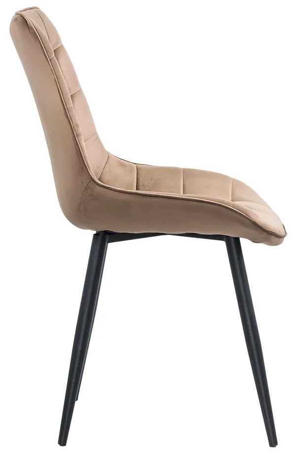 Scaun living elegant din catifea cu bază metalică BUC 206 maro