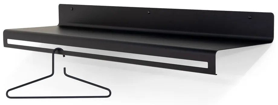 Cuier de perete negru cu raft din metal 120 cm Sway – Spinder Design